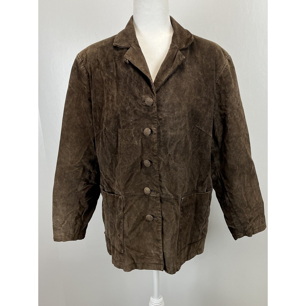 Vtg Stan Herman Suede Leather Coat Jacket Sz X-large Womens Lined Brown Shacket